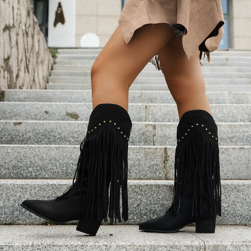 Image of Mandy | Women's Fringe Knee High Boots