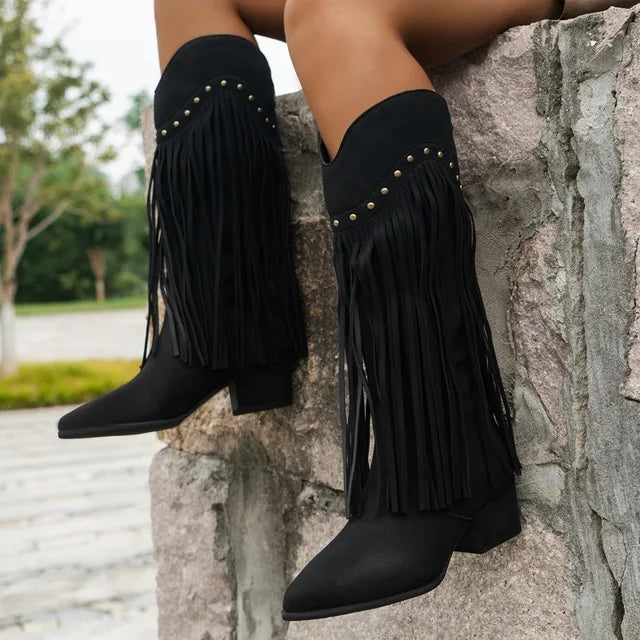 Image of Mandy | Women's Fringe Knee High Boots
