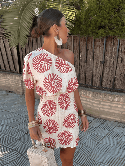 Women's One Shoulder Mini Dress - Fashinoza
