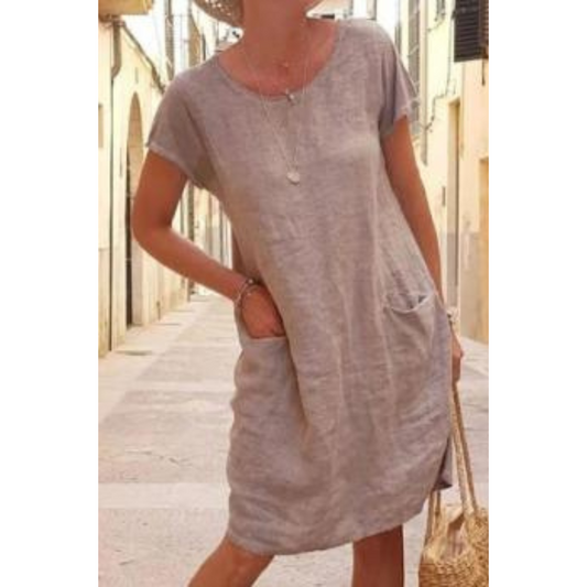 Women's Relaxed Fit Knee Length T-Shirt Dress - Fashinoza
