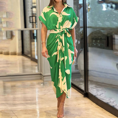 Women's Tie Waist Midi Dress - Fashinoza