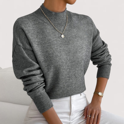 Women's Crew Neck Sweater Ribbed Trim