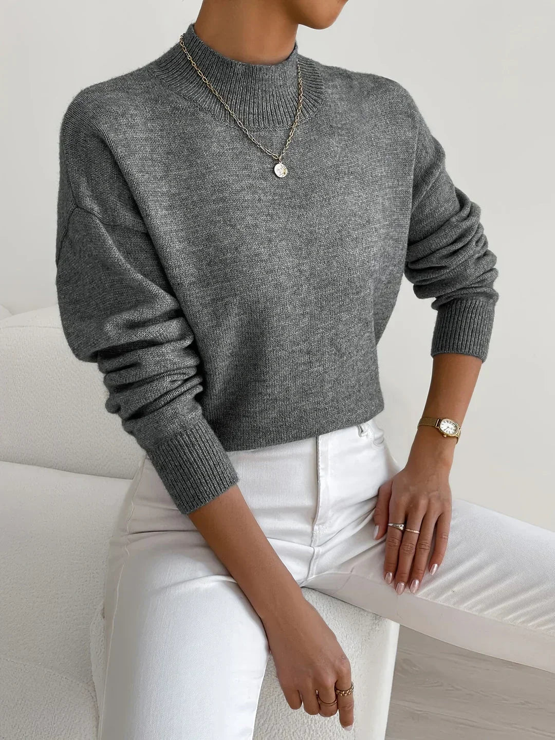 Women's Plain Long Sleeve Sweater