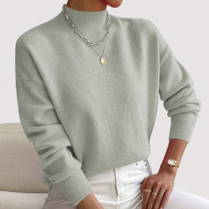 Women's Crew Neck Sweater Ribbed Trim
