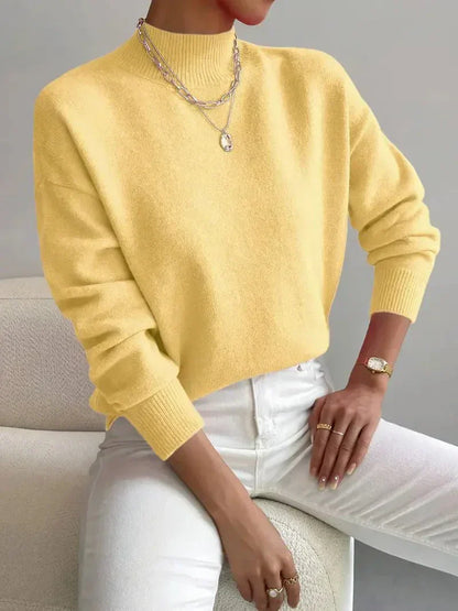 Women's Crew Neck Sweater Ribbed Edges