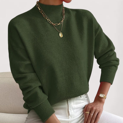 Women's Crew Neck Sweater Ribbed Trim