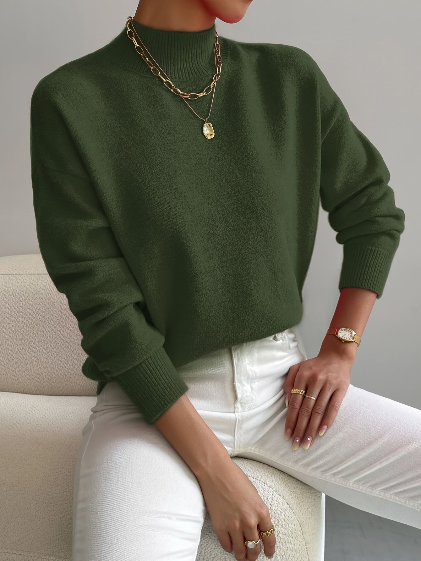 Women's Plain Long Sleeve Sweater