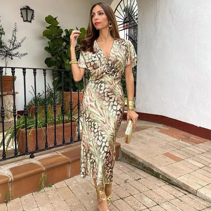 Elegant Wrap-Style Midi Dress