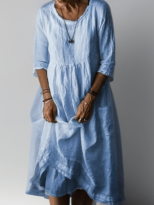 Women's A-Line Midi Dress Tiered - Fashinoza