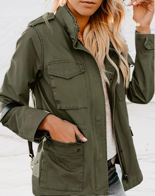 Women's Long Sleeve Utility Jacket - Fashinoza