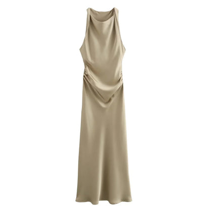 Image of Marjorie | Women's Sleeveless Ruched Midi Dress