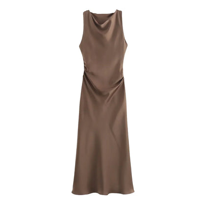 Image of Marjorie | Women's Sleeveless Ruched Midi Dress