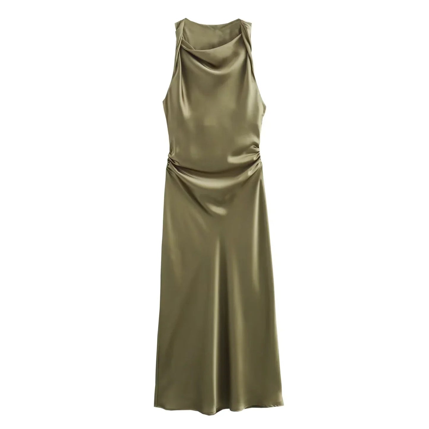 Image of Marjorie | Women's Sleeveless Ruched Midi Dress