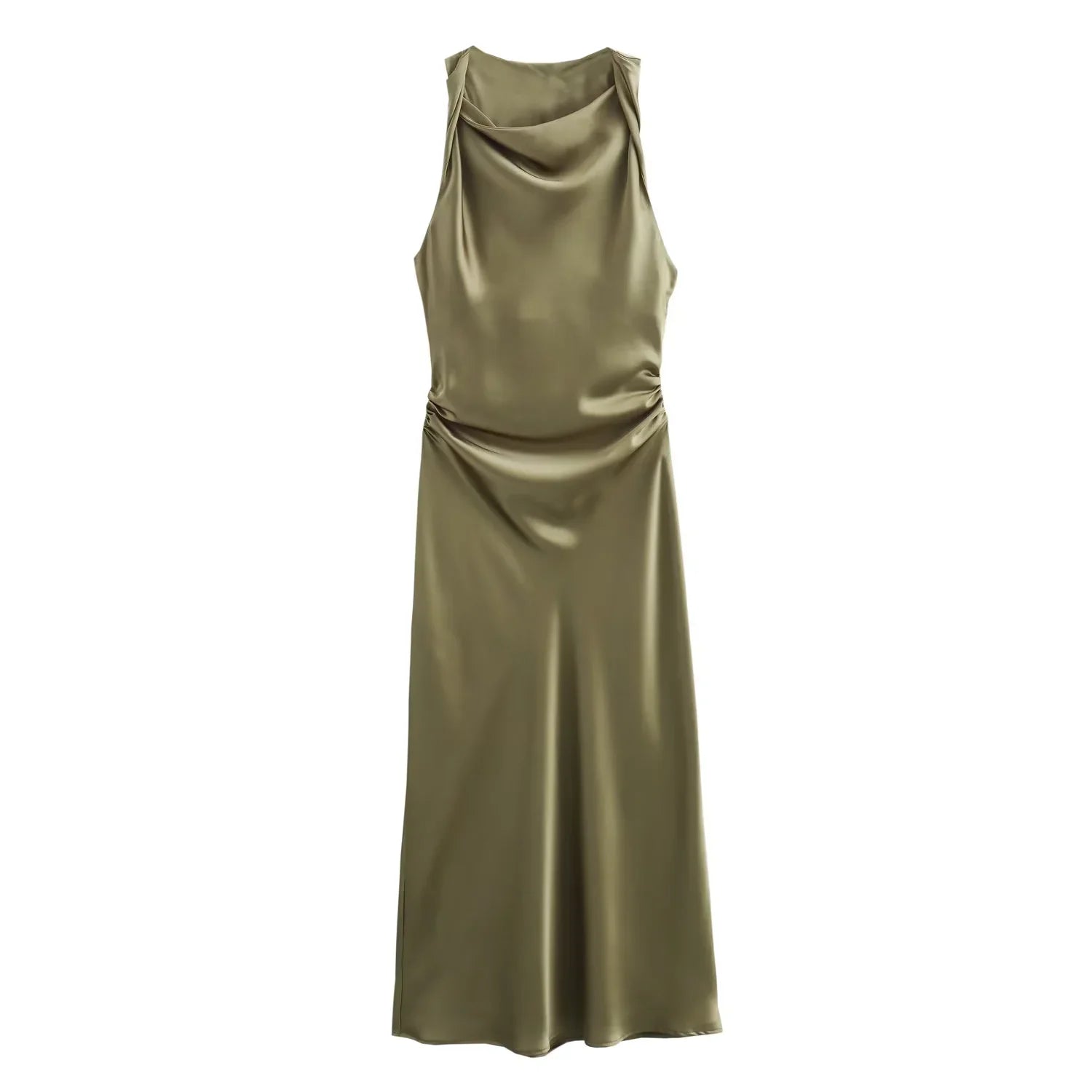 Image of Marjorie | Women's Sleeveless Ruched Midi Dress