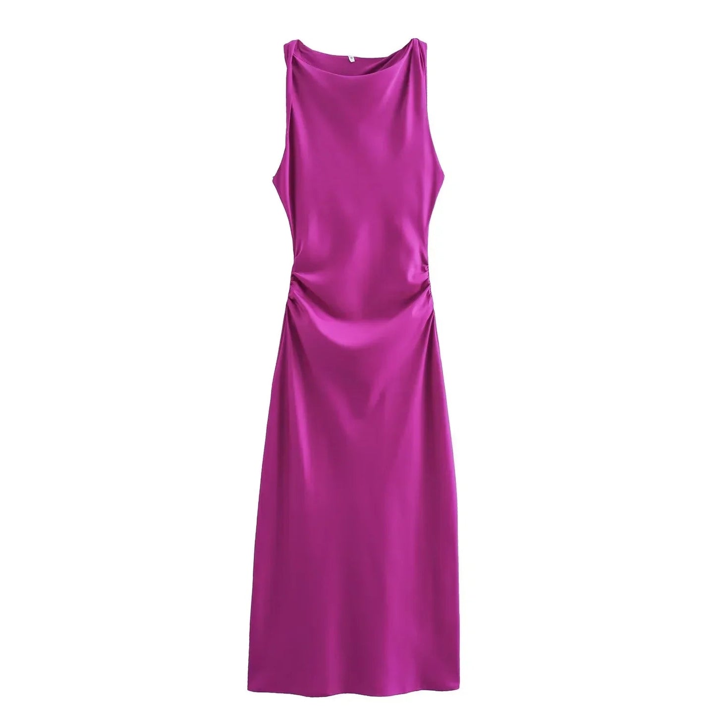 Image of Marjorie | Women's Sleeveless Ruched Midi Dress