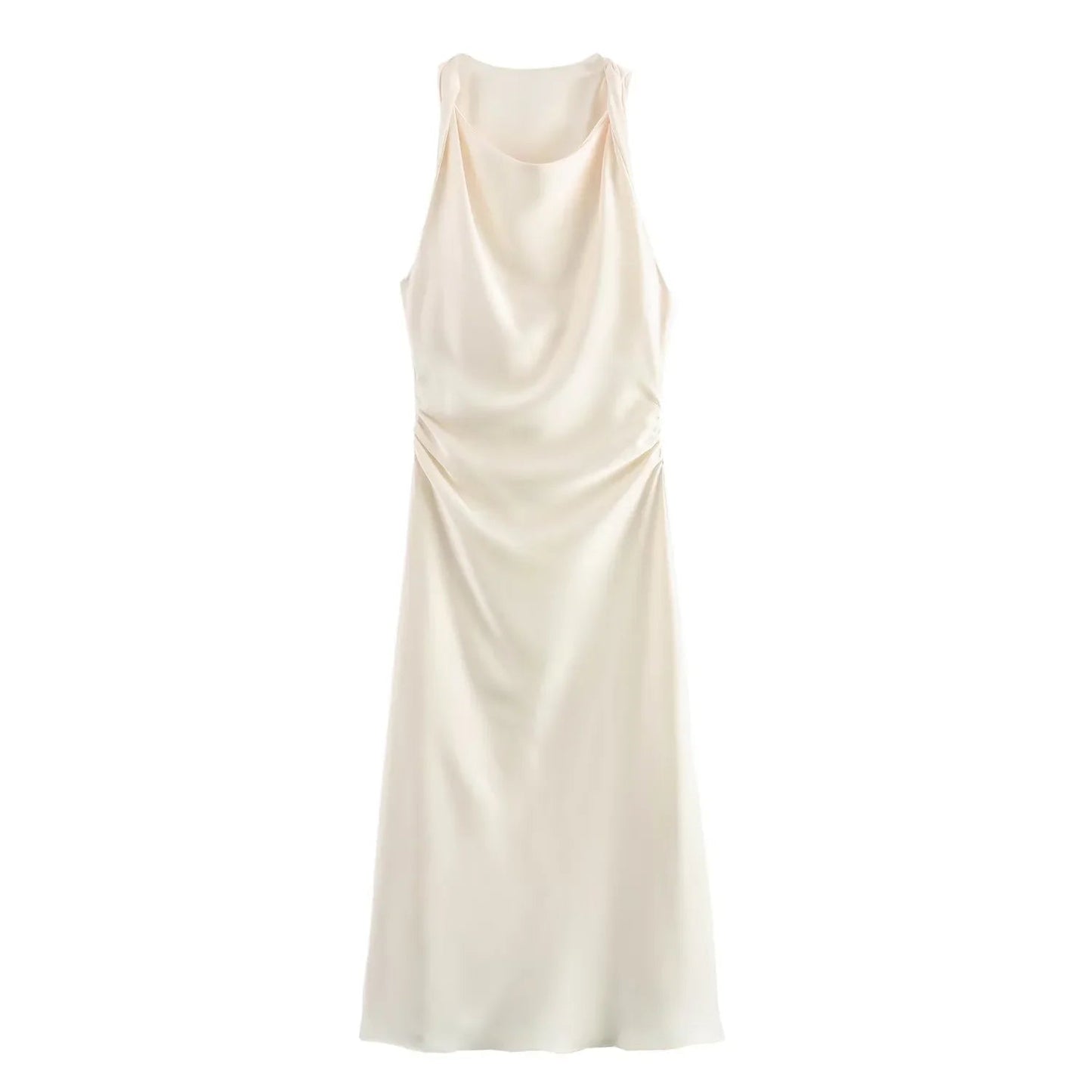 Image of Marjorie | Women's Sleeveless Ruched Midi Dress