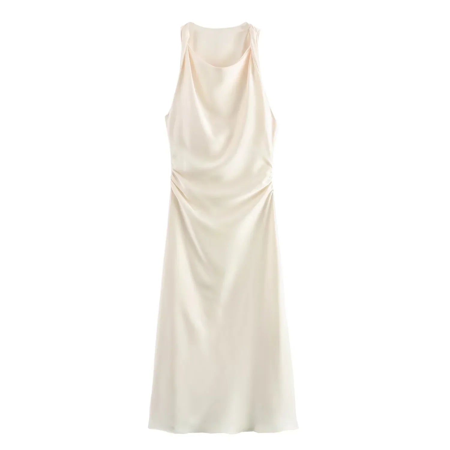 Image of Marjorie | Women's Sleeveless Ruched Midi Dress