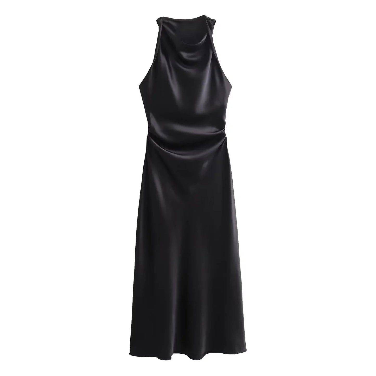 Image of Marjorie | Women's Sleeveless Ruched Midi Dress