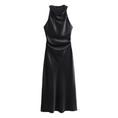 Image of Marjorie | Women's Sleeveless Ruched Midi Dress