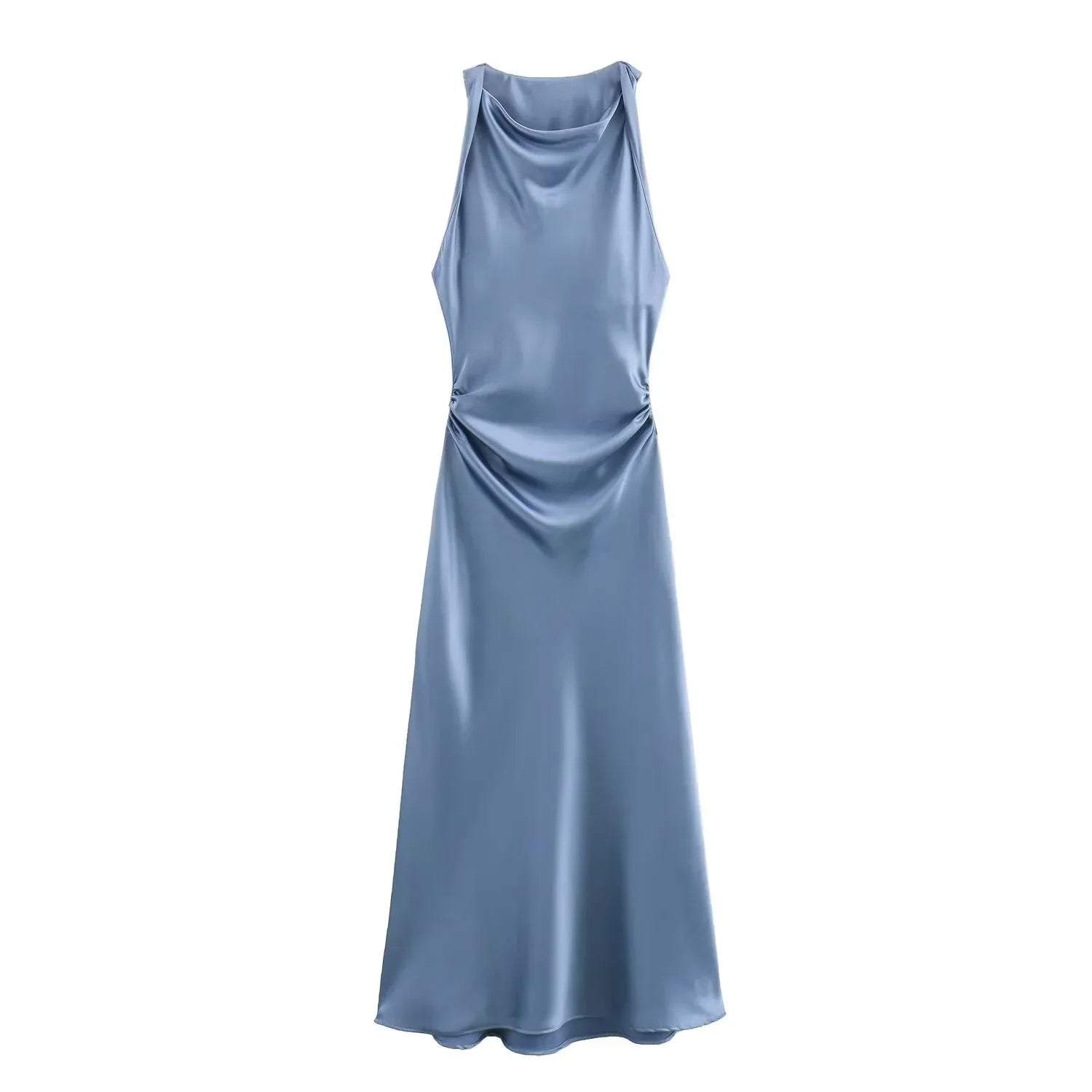 Women's Ruched Sleeveless Midi Dress - Fashinoza