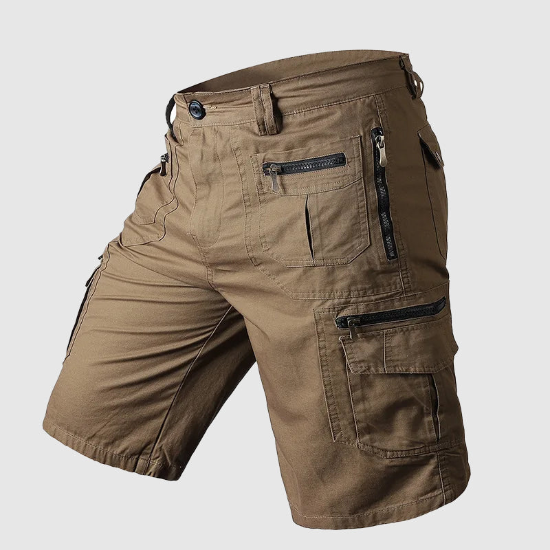 Men's Cargo Shorts Multi-Pocket Khaki - Fashinoza