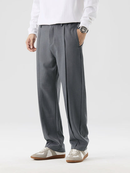 Men's Straight Leg Pleated Dress Pants - Fashinoza