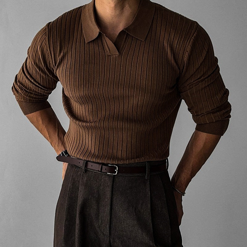 Men's Slim Fit Polo Shirt Long Sleeve - Fashinoza