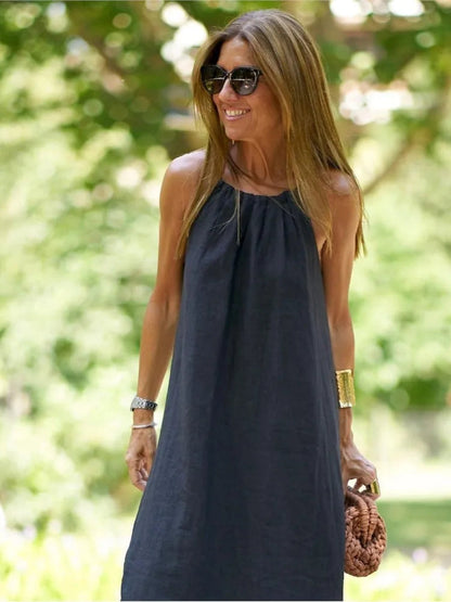 Image of Marlene | Women's Halter Neck A-Line Maxi Dress