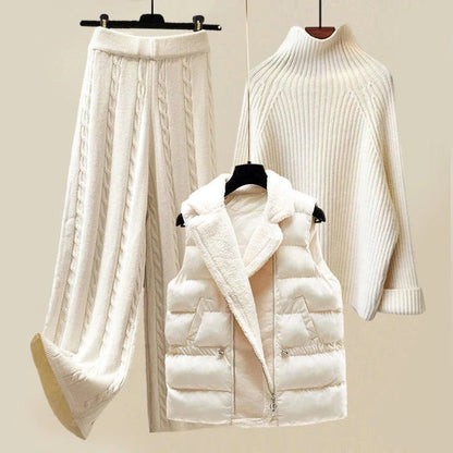 Women's Knitted Three Piece Set - Fashinoza