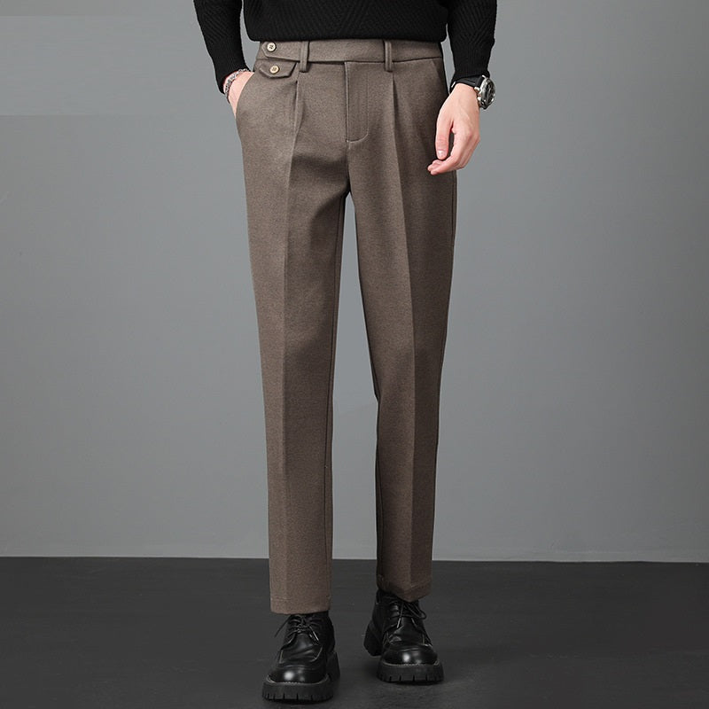 Men's Pleated Straight Leg Dress Pants - Fashinoza