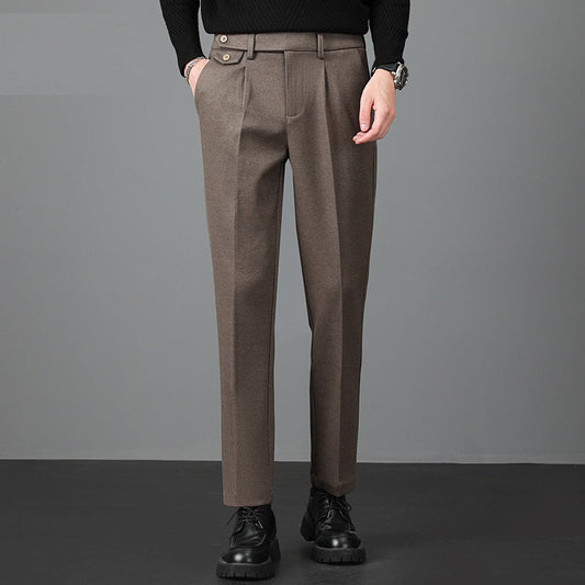 Men's Pleated Straight Leg Dress Pants - Fashinoza