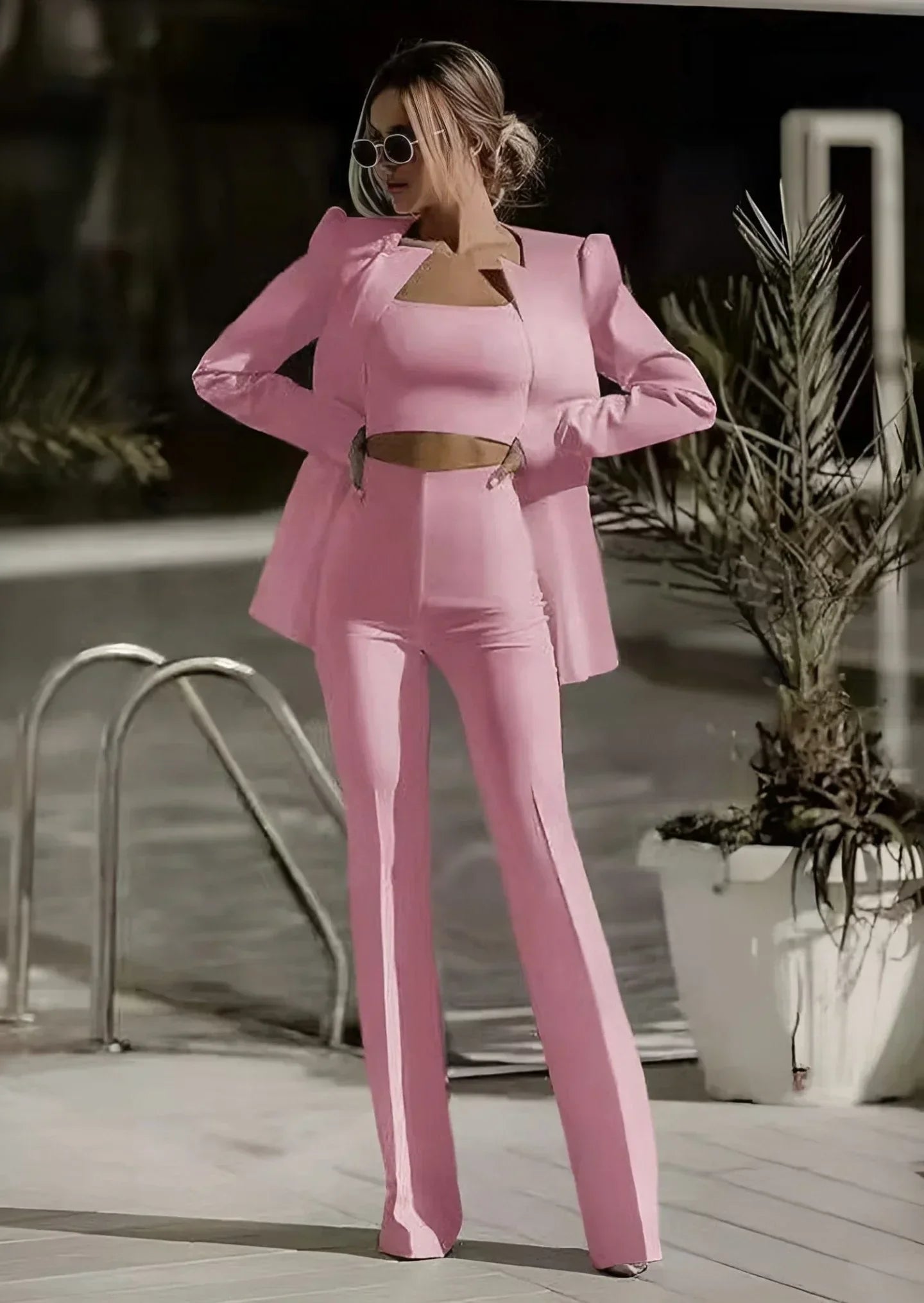 Women's Two Piece Suit Blazer Pant Set