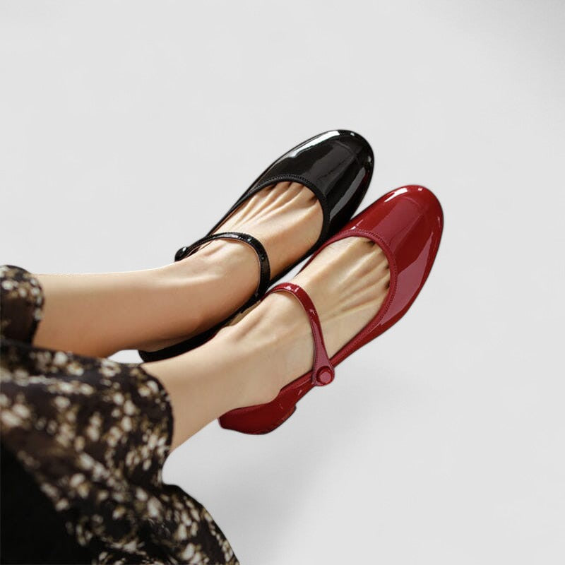 Women's Block Heel Mary Jane Shoes Buckle Strap