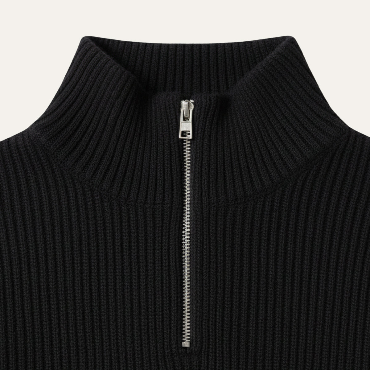 Men's Quarter Zip Ribbed Sweater Casual Knit