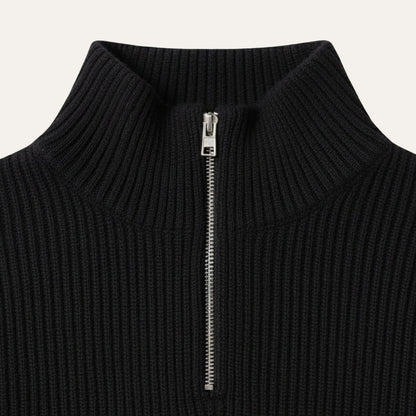 Men's Quarter Zip Ribbed Sweater Casual Knit