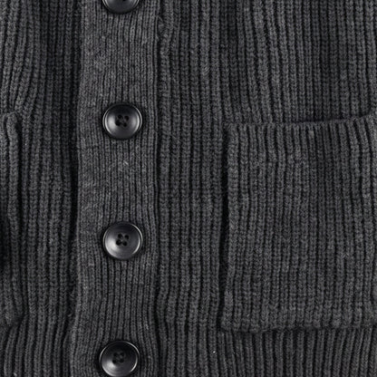 Men's Chunky Knit Cardigan Shawl Collar Cotton Blend