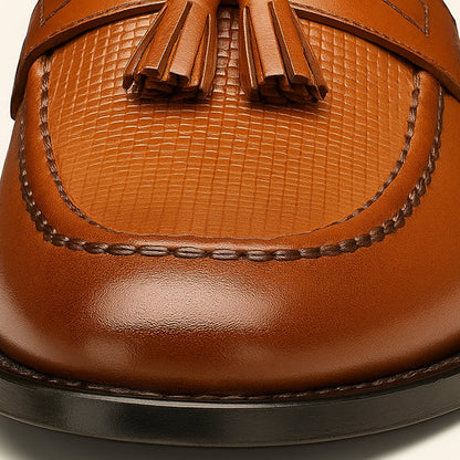 Men's Leather Tassel Loafers Formal Black