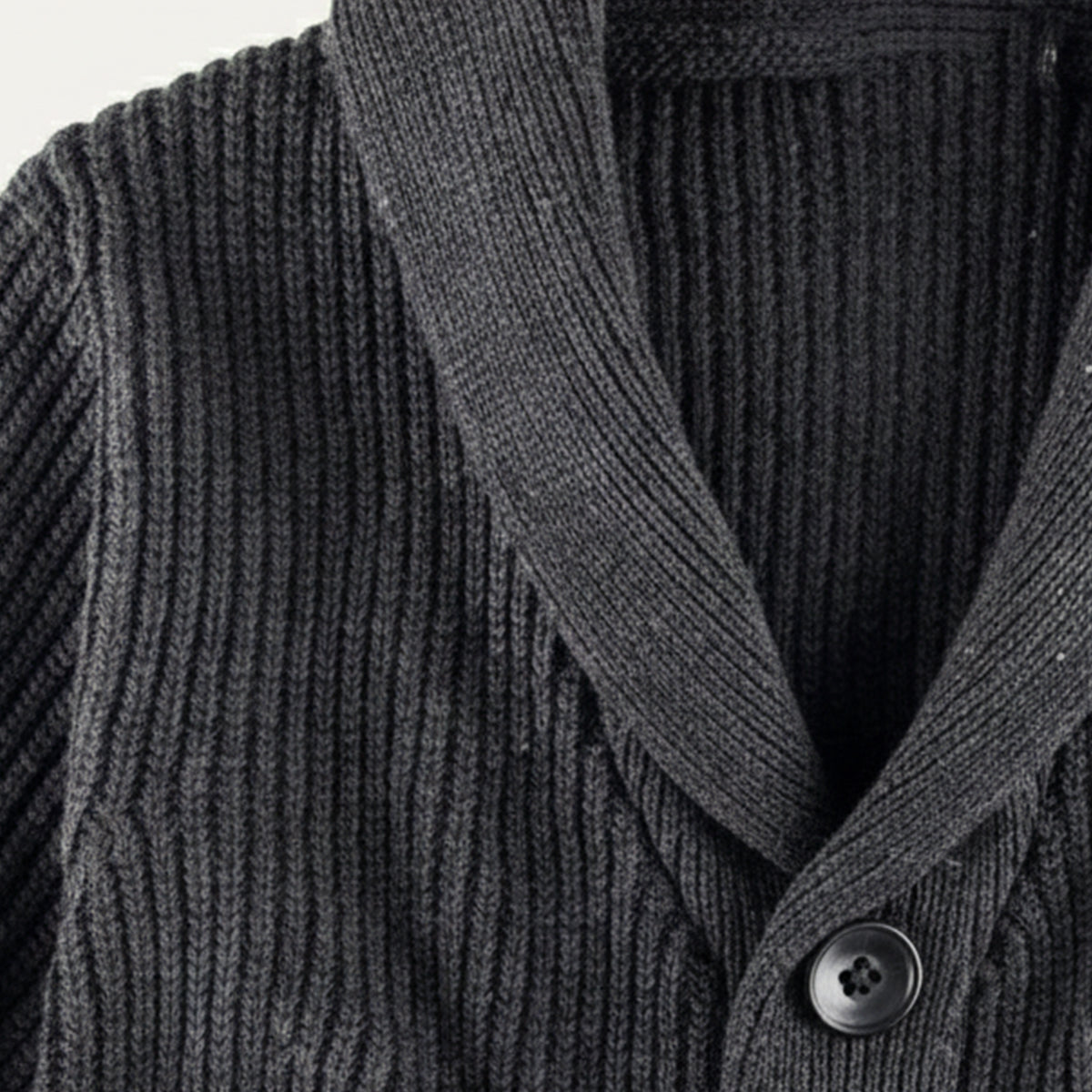 Men's Chunky Knit Cardigan Shawl Collar Cotton Blend
