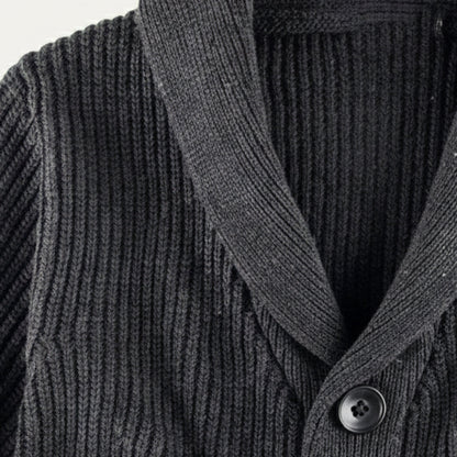 Men's Chunky Knit Cardigan Shawl Collar Cotton Blend
