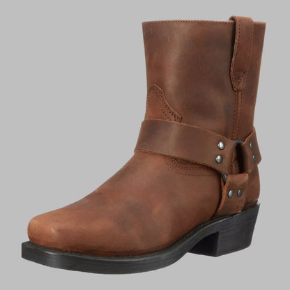 Men's Leather Western Boots - Fashinoza