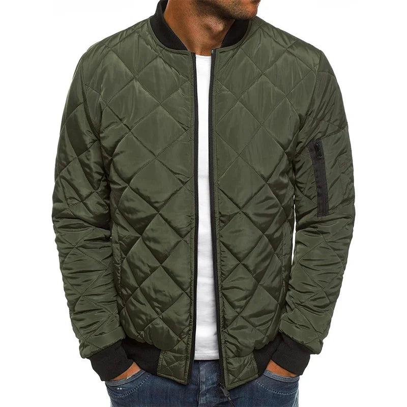 Men's Slim Fit Quilted Bomber Jacket - Fashinoza