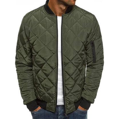 Men's Slim Fit Quilted Bomber Jacket - Fashinoza
