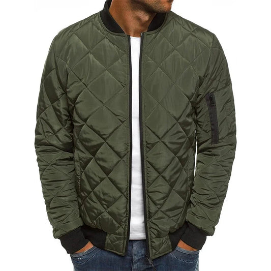 Men's Slim Fit Quilted Bomber Jacket - Fashinoza