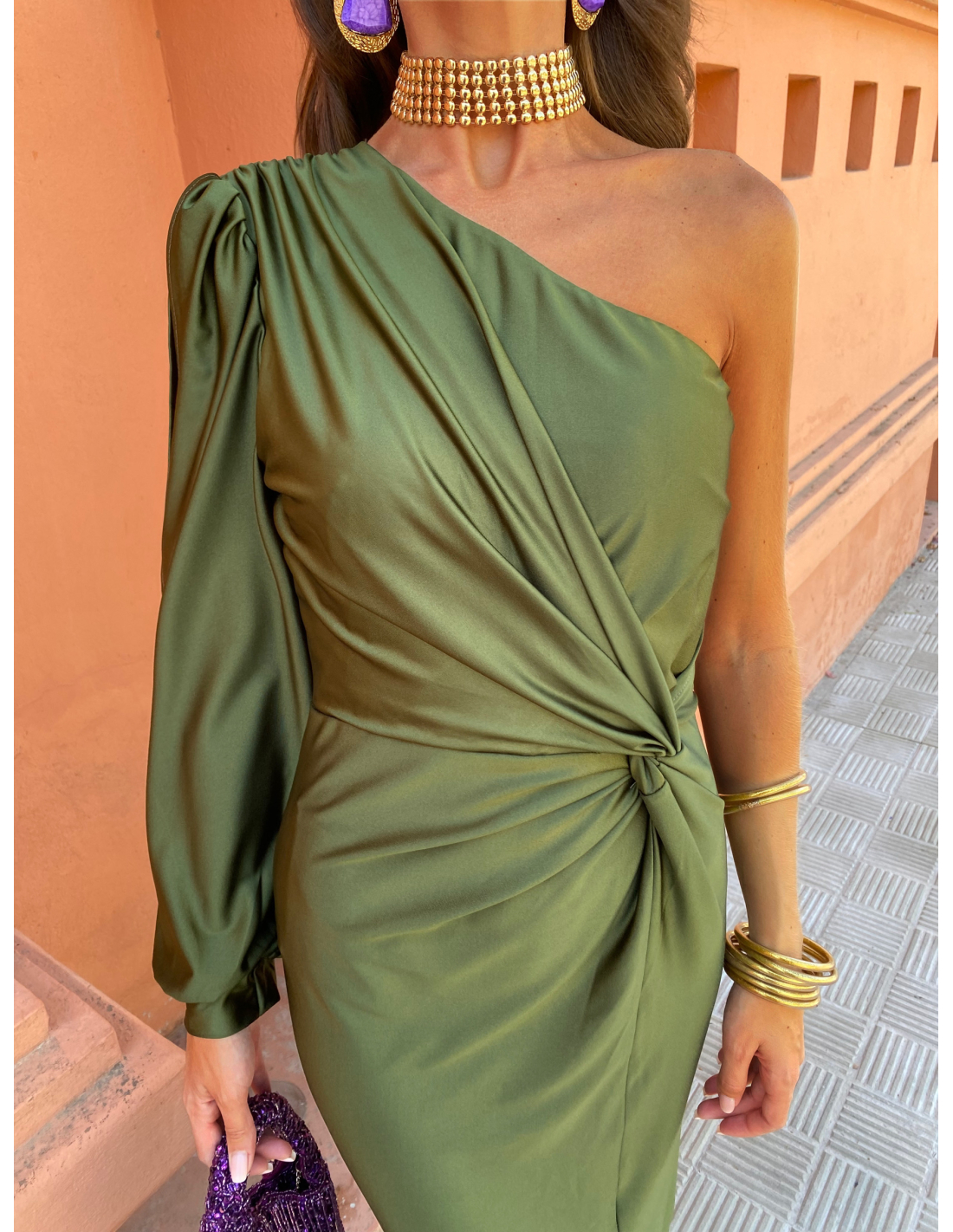 Mckenzie Women's One Shoulder Midi Dress - Fashinoza