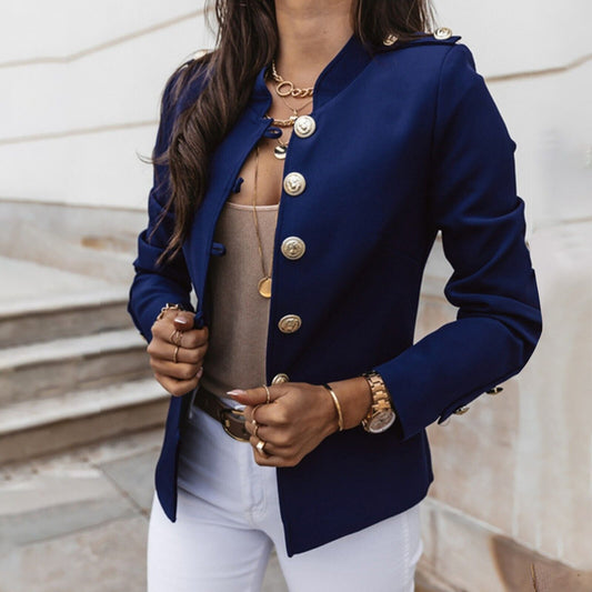 Women's Fitted Blazer Jacket Button Front - Fashinoza