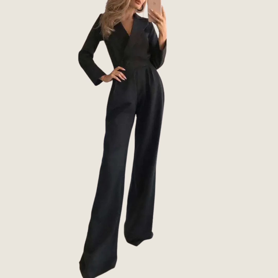 Women's V-Neck Maxi Jumpsuit Wrap Design - Fashinoza