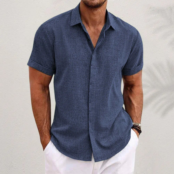 Men's Linen Short Sleeve Shirt - Fashinoza