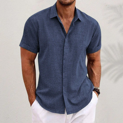 Men's Linen Short Sleeve Shirt - Fashinoza