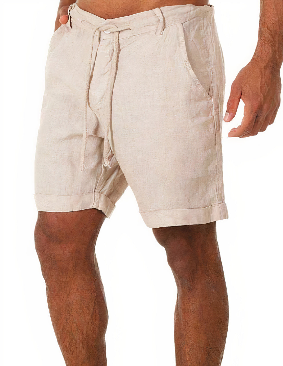 Men's Linen Shorts Lightweight Beige - Fashinoza