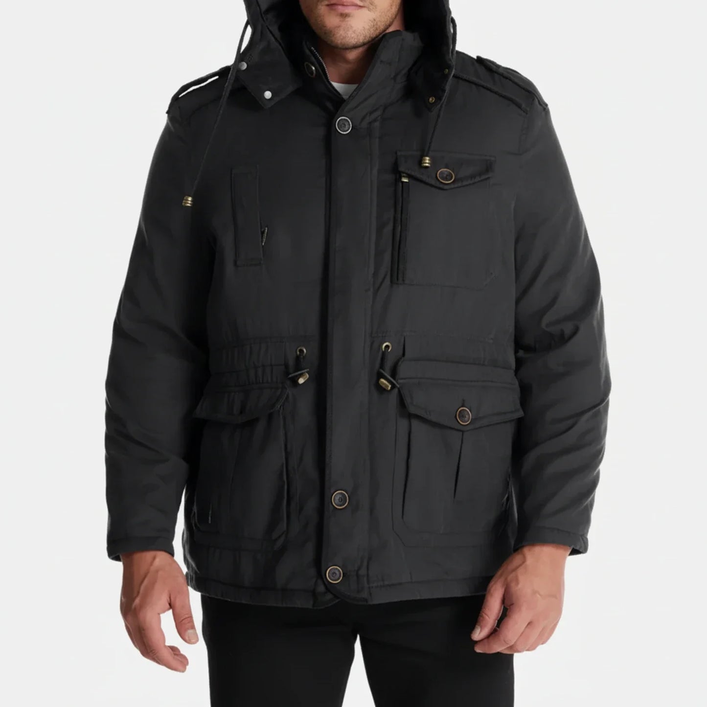 Men's Hooded Cargo Jacket - Fashinoza